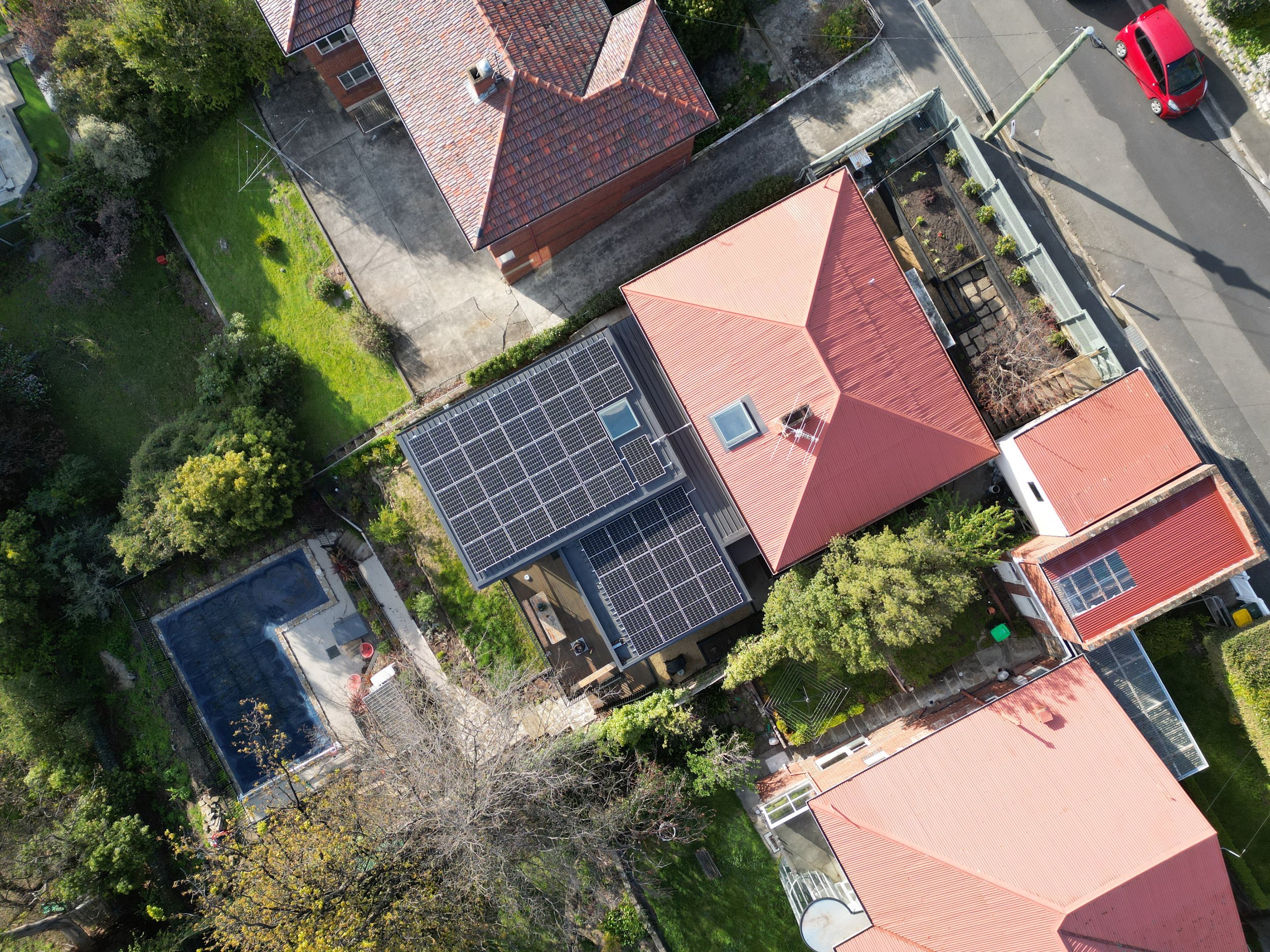 A house with solar panels on the roof.
